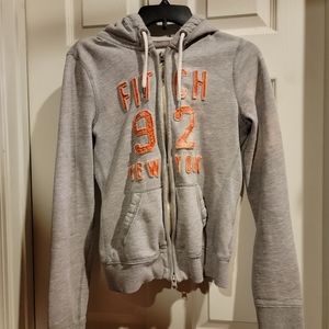 VINTAGE ABERCROMBIE Fitch y2k grey zipper jacket med DISTRESSED OLD FLAWS Grunge